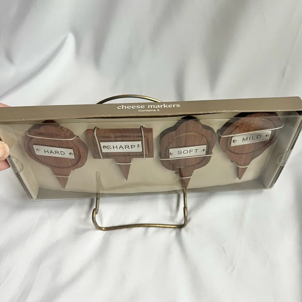 Pier 1 Wooden Cheese Marker Set of 4 - Charcuterie Board Labels